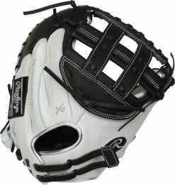 33 Inch Rawlings Liberty Advanced Color Series RLACM33FPBP Women's White/Black/Platinum Fastpitch Softball Catcher Mitt